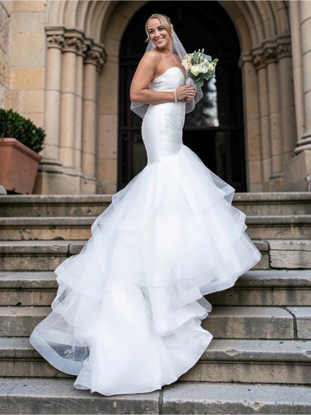 JUSTIN ALEXANDER Elegant Strapless Mermaid Wedding Gown Size 6⚡️